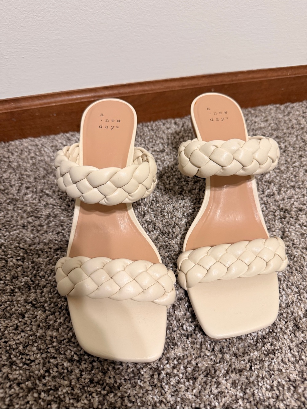 a new day Braided Double-Strap Ivory Slide Heels